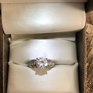 Sterling silver round gemstone ring.